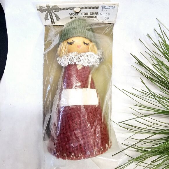 Retro Vintage Burlap Choir Girl Christmas Tree Ornament In Package John A Brown - Picture 1 of 12